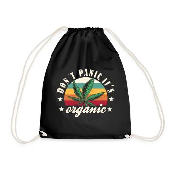 Cannabis lustiger Spruch Don´t Panic It´s Organic - Turnbeutel - Schwarz - Vorne