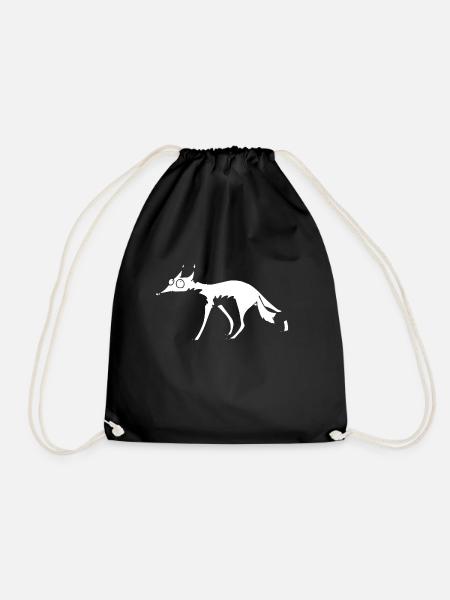 White Fox no 4 - Drawstring Bag - black