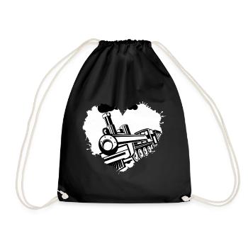 Railway locomotive Railway "Love-Train" - Drawstring Bag - black - Front