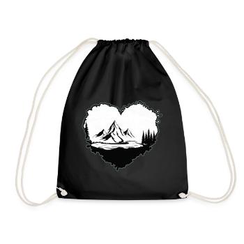 Mountain hiking Mountain air servus alpin Mountaineer - Drawstring Bag - black - Front