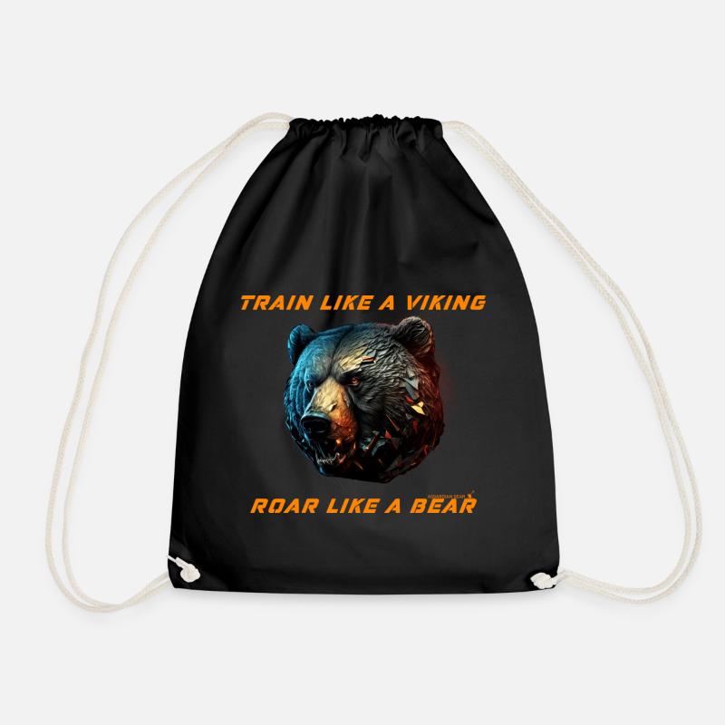 ROAR LIKE A BEAR - Workout Design - Drawstring Bag - black