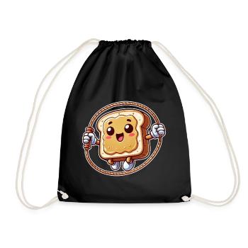 Toast Sandwich Beurre de cacahuète Dessin animé Corde à sauter - Sac de sport léger - noir - Devant