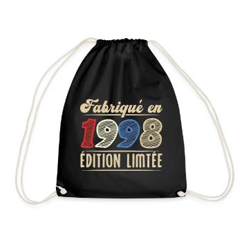 Fabriqué en 1998, Vintage cadeau d'anniversaire - Sac de sport léger - noir - Devant