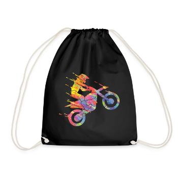Motocross Bunte Farbe Grafik Männer Frauen & Kinder - Turnbeutel - Schwarz - Vorne