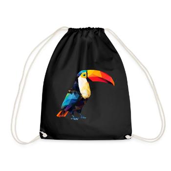 Geometric Toucan: Polygon Art in Paradise - Drawstring Bag - black - Front