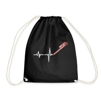 Shirt Gift Heartbeat Plumber - Drawstring Bag - black - Front