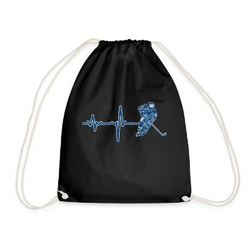 Geschenk Heartbeat Eishockey - Turnbeutel - Schwarz - Vorne