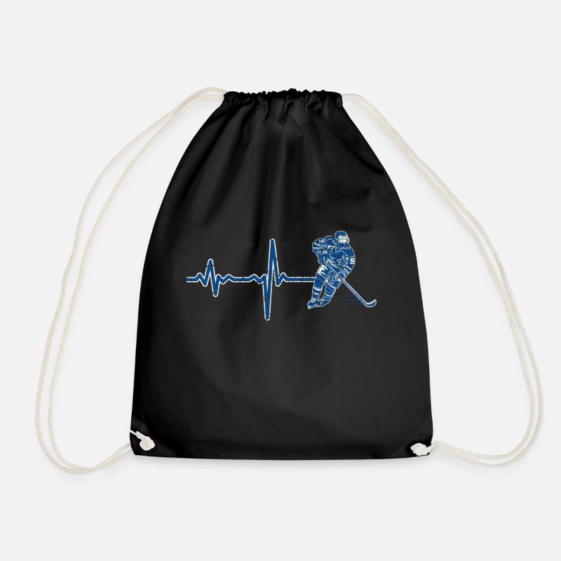 Geschenk Heartbeat Eishockey - Turnbeutel - Schwarz