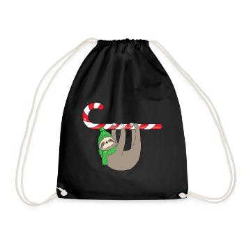 St. Nicholas Christmas Sloth Candy Cane - Drawstring Bag - black - Front