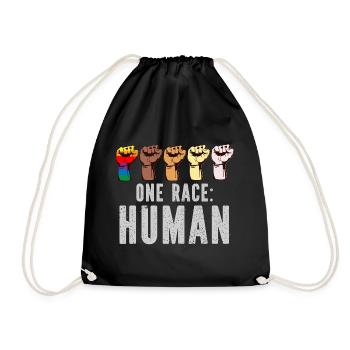 Eine Rasse Anti Rassismus Geschenkidee - Turnbeutel - Schwarz - Vorne