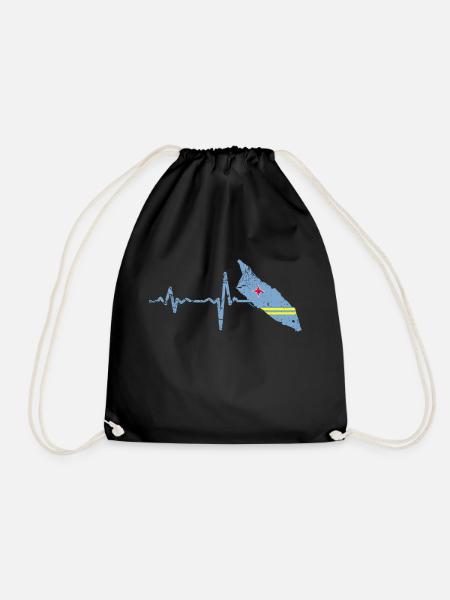 Heartbeat Aruba gift - Drawstring Bag - black