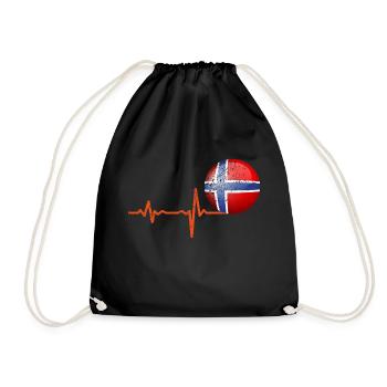 Heartbeat Norwegen Ball Geschenk - Turnbeutel - Schwarz - Vorne