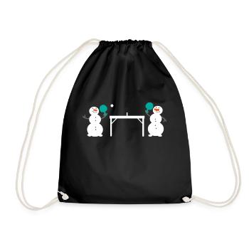 Schneemann Tischtennis Schneeball - Turnbeutel - Schwarz - Vorne