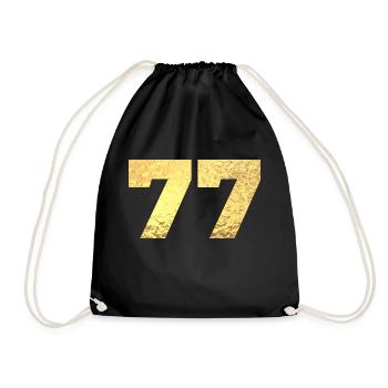 Numéro 77 paillettes doré - 77e anniversaire - Sac de sport léger - noir - Devant
