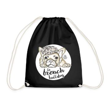 French Bulldog - Sac de sport léger - noir - Devant