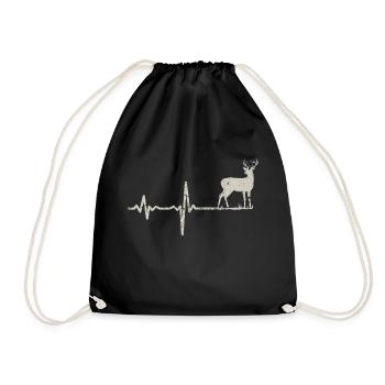 Gift heartbeat deer - Drawstring Bag - black - Front