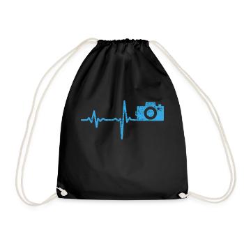 Geschenk Heartbeat Fotograf Kamera - Turnbeutel - Schwarz - Vorne