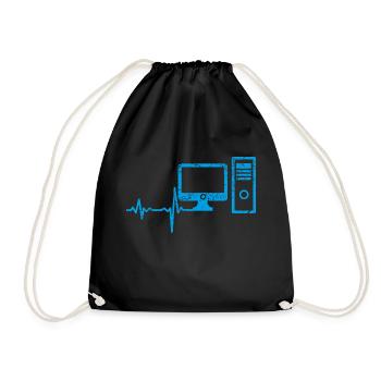 Geschenk Heartbeat Computer PC - Turnbeutel - Schwarz - Vorne