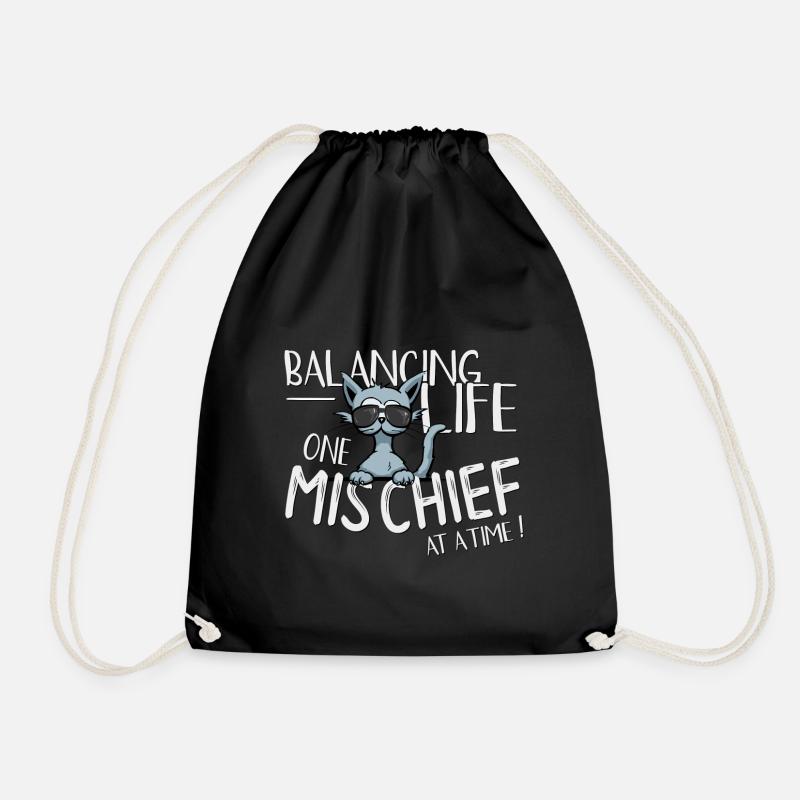 Balancing Life One Mischief At A Time! Katze - Turnbeutel - Schwarz