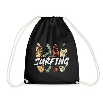 Surfing - Retro - Hawaii Tiki Surfer UsedLook 80s - Turnbeutel - Schwarz - Vorne