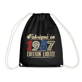 Fabriqué en 1957, Vintage cadeau d'anniversaire - Sac de sport léger - noir - Devant