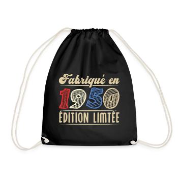 Fabriqué en 1950, Vintage cadeau d'anniversaire - Sac de sport léger - noir - Devant