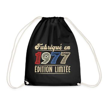 Fabriqué en 1977, Vintage cadeau d'anniversaire - Sac de sport léger - noir - Devant