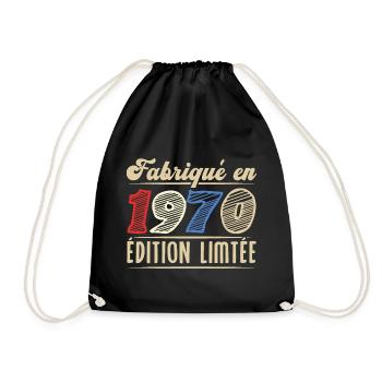 Fabriqué en 1970, Vintage cadeau d'anniversaire - Sac de sport léger - noir - Devant