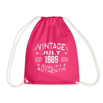 July 1989 Geburtstag im 1989 Geburtstagsgeschenk - Turnbeutel - Fuchsia - Vorne