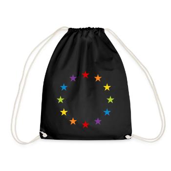LGBT Gay Pride Stars Rainbow Europe Flag EU - Drawstring Bag - black - Front