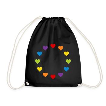 LGBT Gay Pride Heart Rainbow Europe Flag EU - Drawstring Bag - black - Front