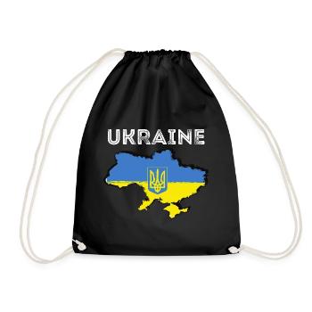Flag of ukraine, Ukraine support, i stand - Drawstring Bag - black - Front