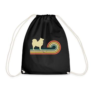 Samoyed Dog Retro Vintage Design - Drawstring Bag - black - Front