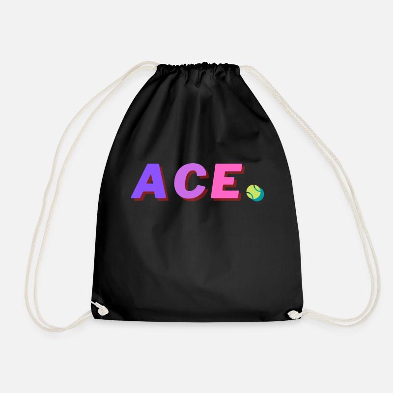 Ace - Retro-styled Tennis Design - Drawstring Bag - black
