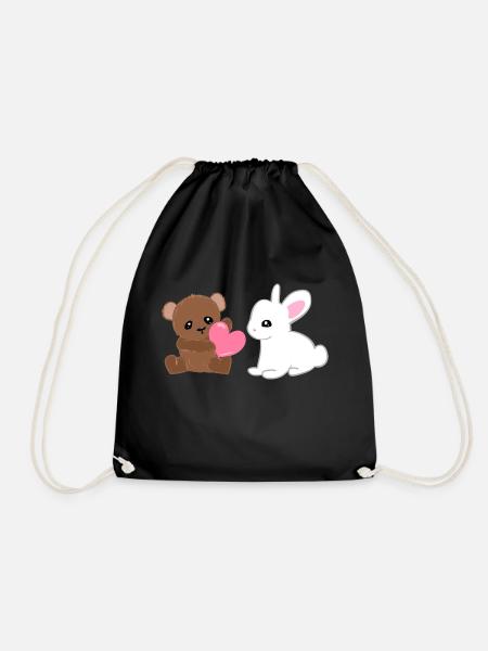 tiere bär hase baby - Turnbeutel - Schwarz