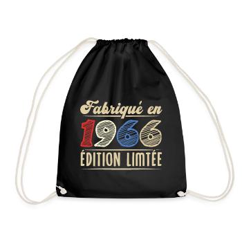 Fabriqué en 1966, Vintage cadeau d'anniversaire - Sac de sport léger - noir - Devant