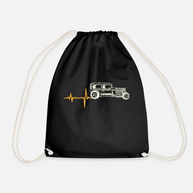 Geschenk Heartbeat Oldtimer - Turnbeutel - Schwarz