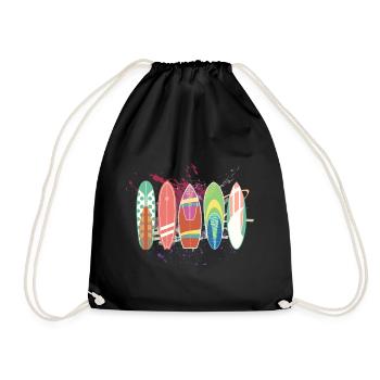 Surfer Surfboard Summer Sports Surfing Gift Idea - Drawstring Bag - black - Front
