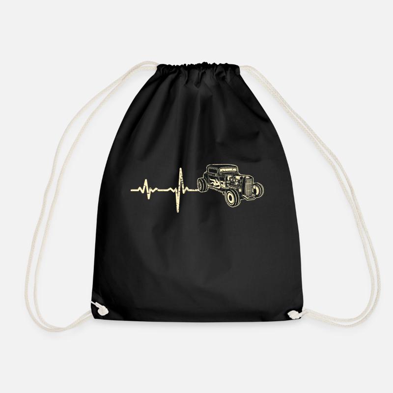 Gift Heartbeat Hot Rod hotrod - Drawstring Bag - black