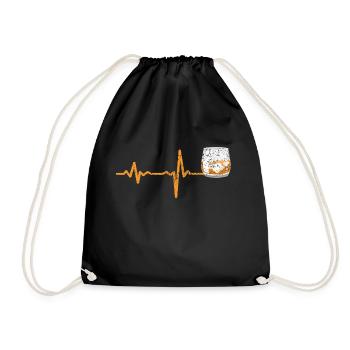 Heartbeat Whiskey Geschenk - Turnbeutel - Schwarz - Vorne