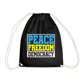 Color changeable | Peace Freedom Democracy - Drawstring Bag - black - Front