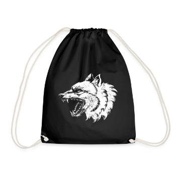 Wolf Illustration - Drawstring Bag - black - Front