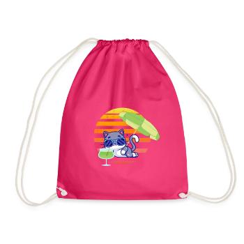 Cat in vintage look - Drawstring Bag - fuchsia - Front
