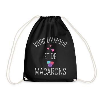 Vivre d' amour et de macaron humour cadeau - Sac de sport léger - noir - Devant