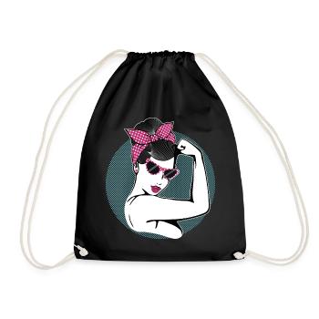 Rockabilly Girl - Drawstring Bag - black - Front