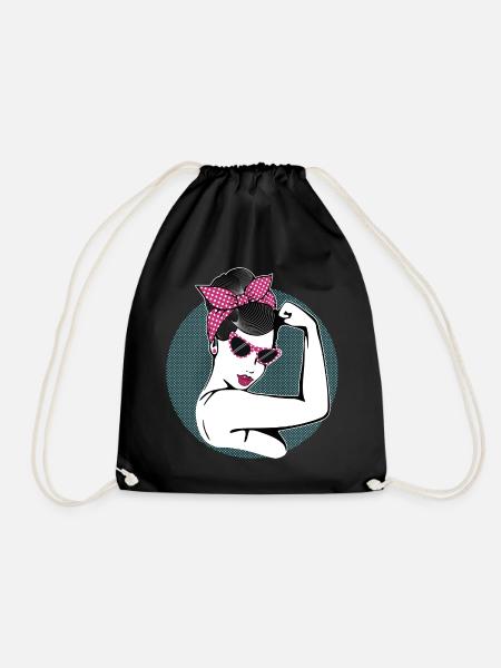 Rockabilly Girl - Drawstring Bag - black