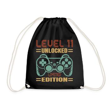 Geburtstag Level 11 freigeschaltet - Turnbeutel - Schwarz - Vorne