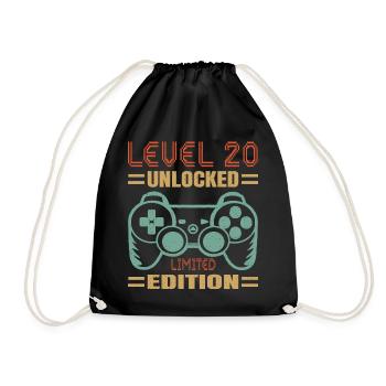Geburtstag Level 20 freigeschaltet - Turnbeutel - Schwarz - Vorne