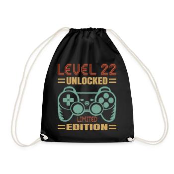 Geburtstag Level 22 freigeschaltet - Turnbeutel - Schwarz - Vorne