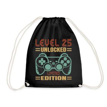 Birthday Level 25 Unlocked - Drawstring Bag - black - Front